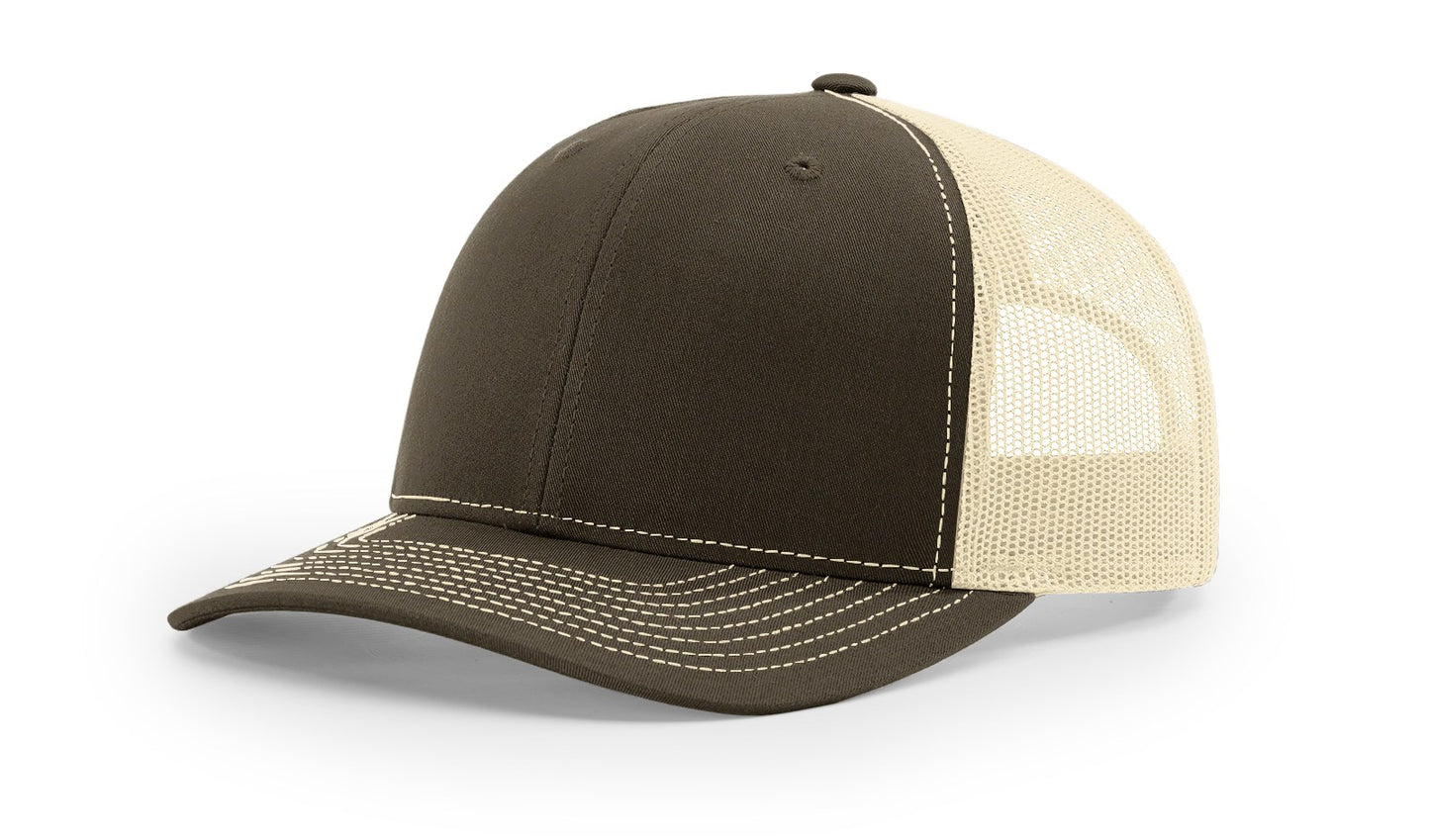 Richardson 112 Classic Trucker Snapback Cap-Two-Tone Colorways-Chocolate Chip/Birch