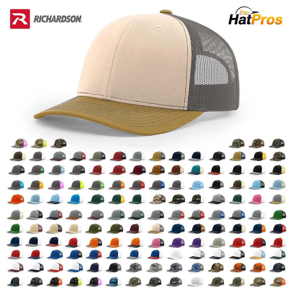 Richardson 112 Classic Trucker Snapback Cap-Tri-Tone Colorways-Collage