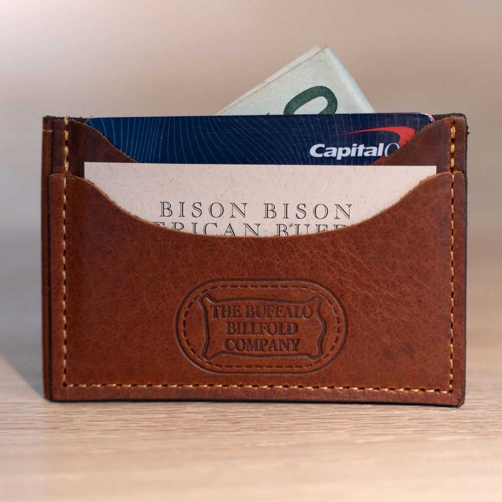 Buffalo Billfold Company Handmade Leather Front Pocket Wallet-American Chestnut image 6
