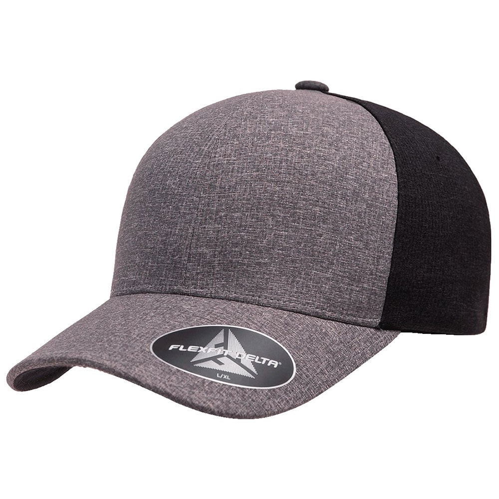 Flexfit Delta 180 Premium Baseball Cap-Melange Blue/Melange Charcoal