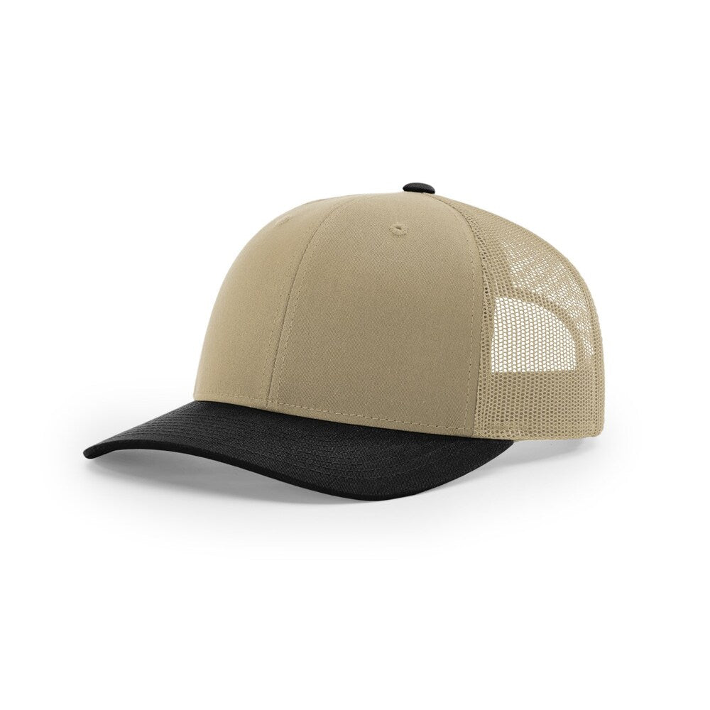 Richardson 112 Classic Trucker Snapback Cap-Two-Tone Colorways-Khaki Black