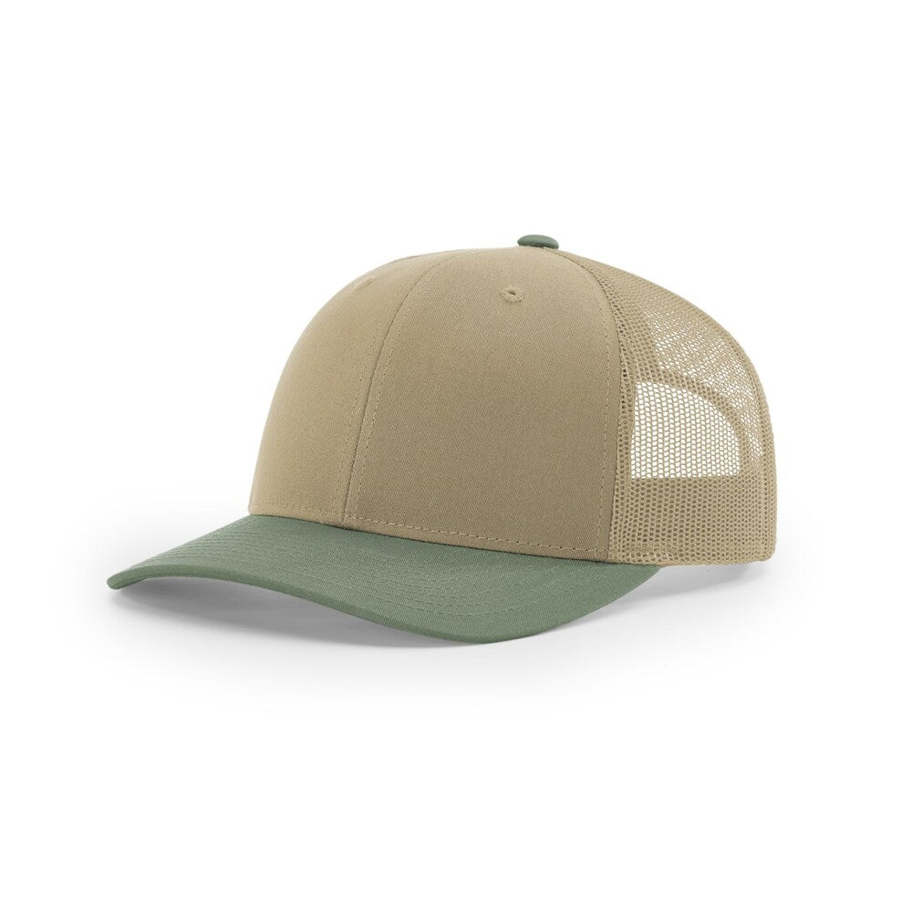 Richardson 112 Classic Trucker Snapback Cap-Two-Tone Colorways-Khaki Loden