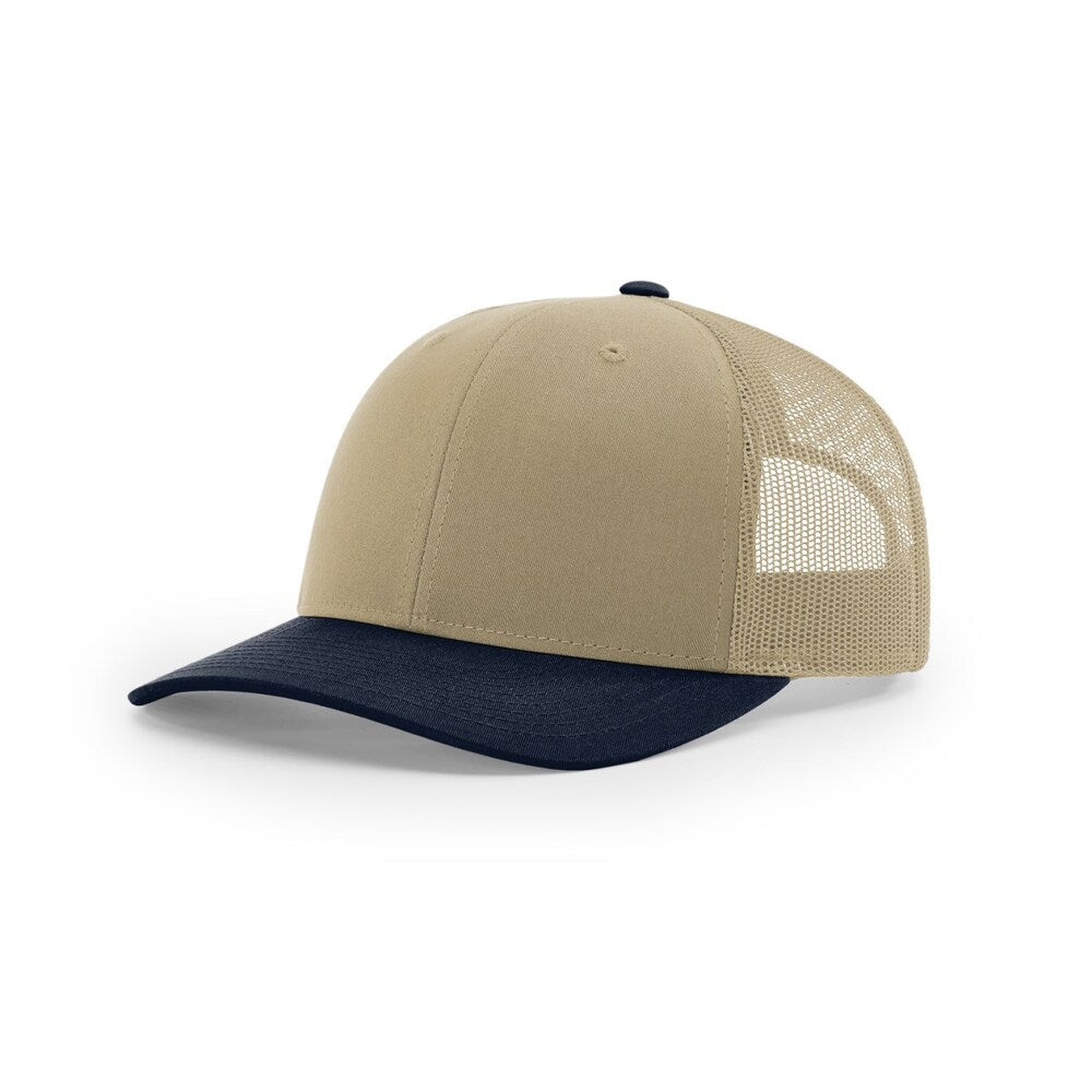 Richardson 112 Classic Trucker Snapback Cap-Two-Tone Colorways-Khaki Navy