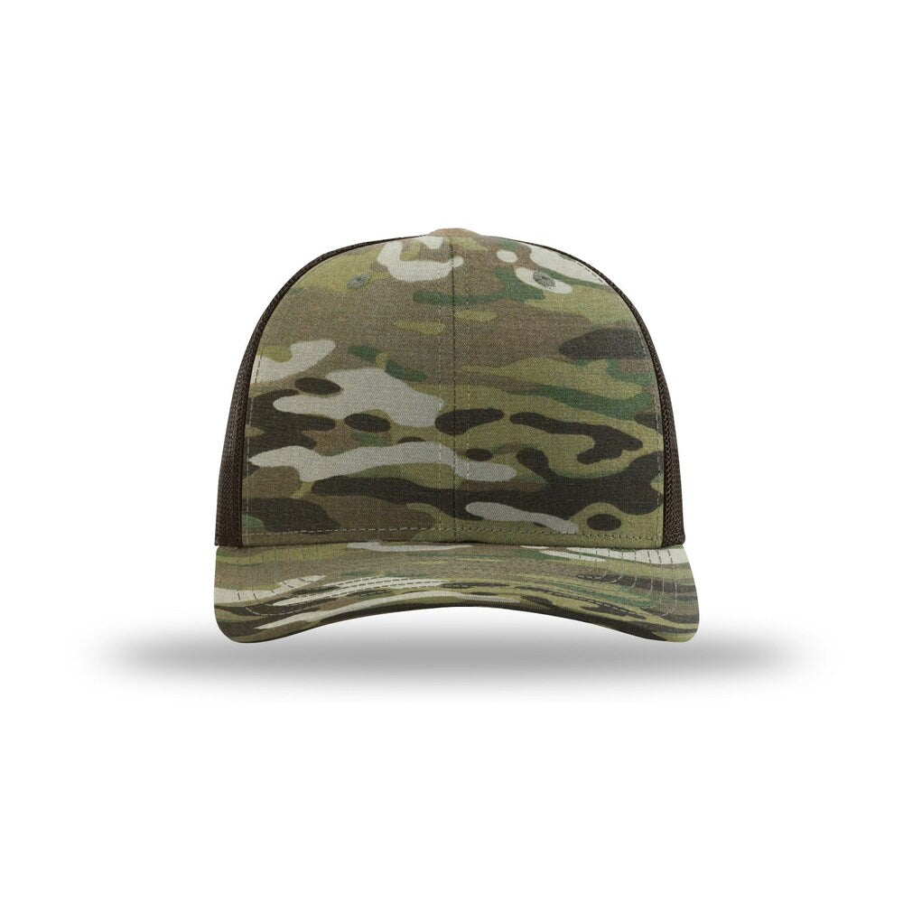 Richardson 112T/PT Tactical Trucker Snapback Hat |No Button Crown, MultiCam Prints OSFM  27