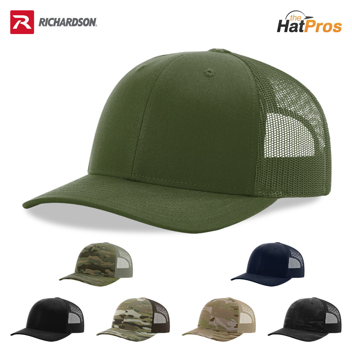 Richardson 112T/PT Tactical Trucker Snapback Hat |No Button Crown, MultiCam Prints OSFM