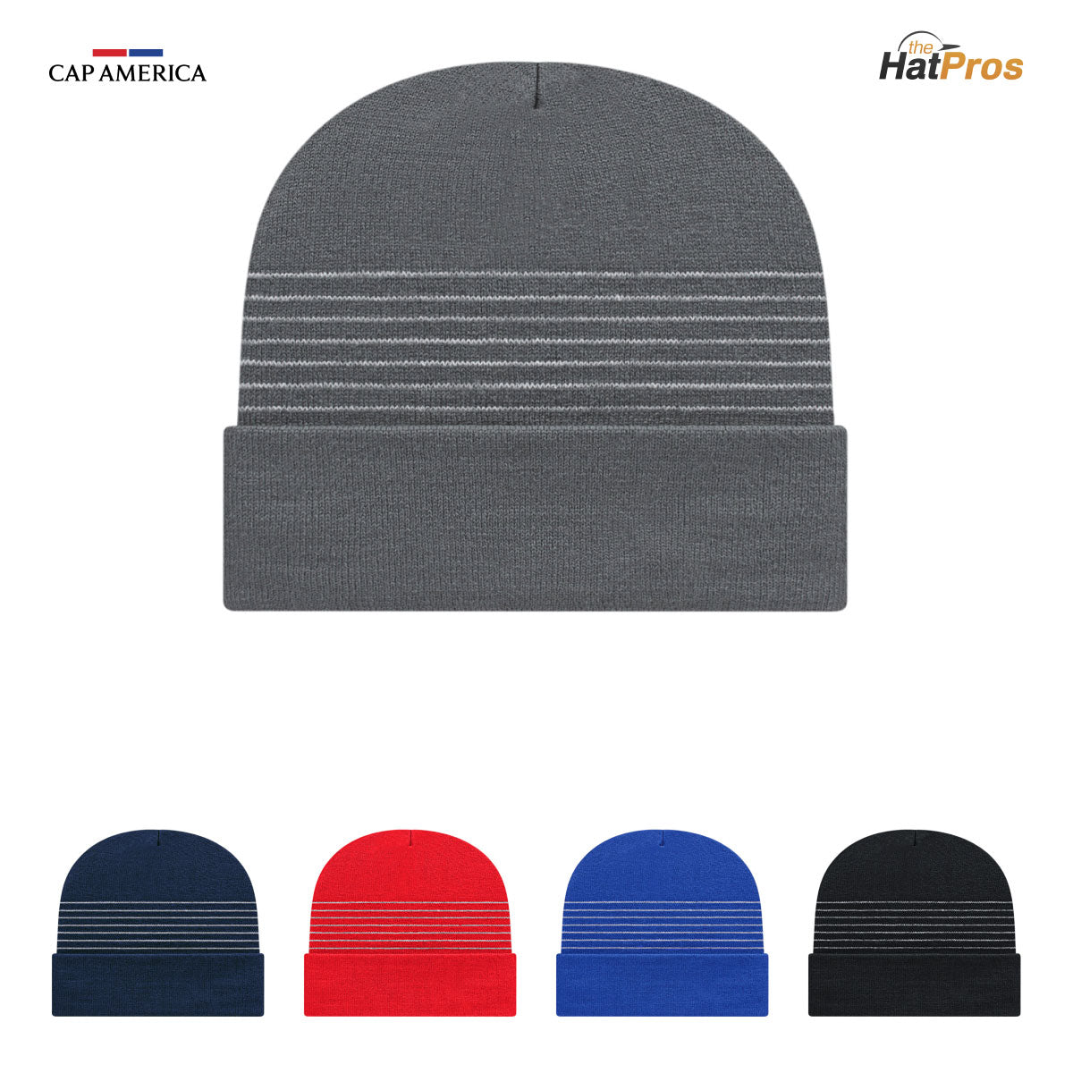 Cap America RKT12 Thin Striped Knit Cap with Cuff