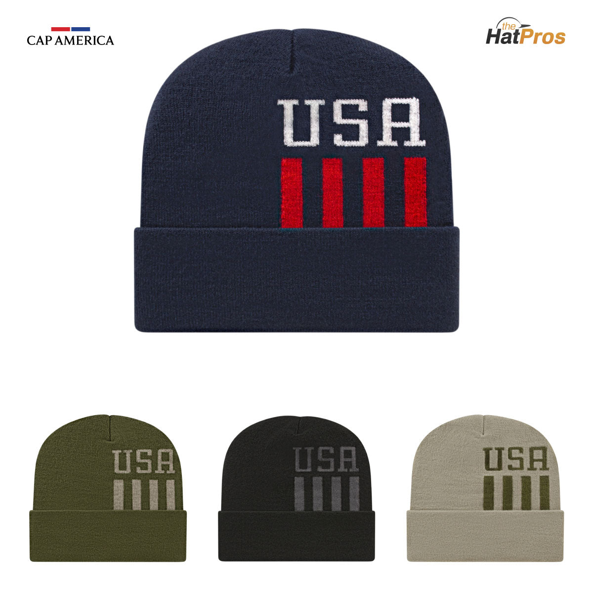 Cap America RKUSA12 Patriotic Knit Cap with Cuff