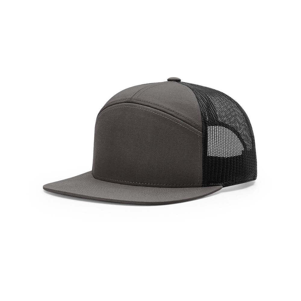 168 Richardson 7-Panel Trucker Cap-Charcoal/Black