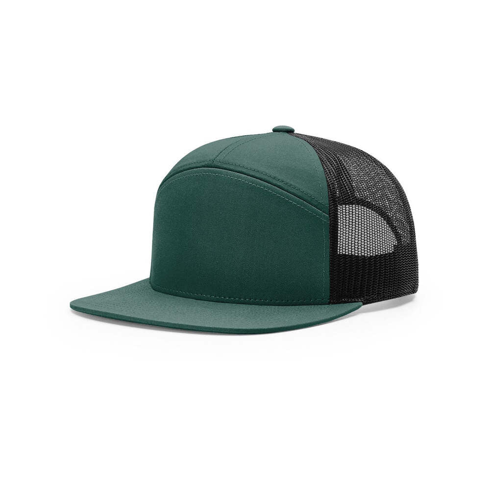 168 Richardson 7-Panel Trucker Cap-Dark Green/Black