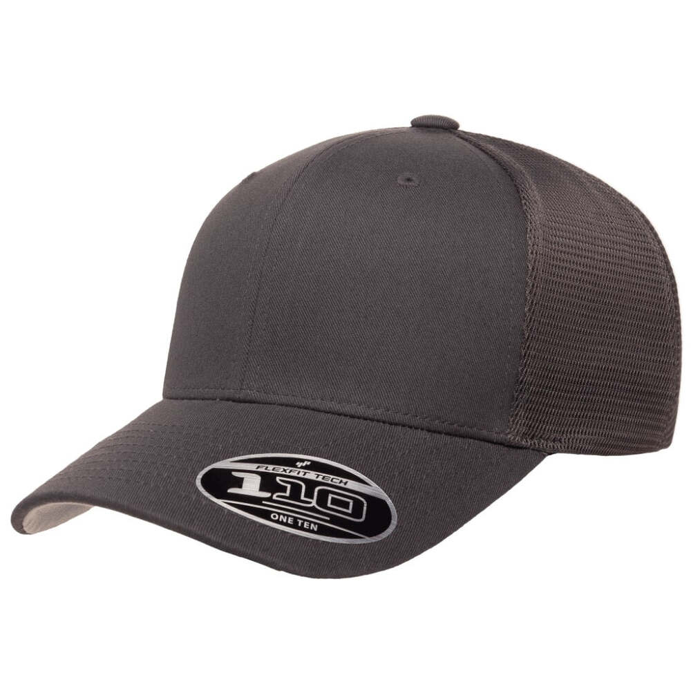 Flexfit 110 Trucker Mesh Snapback Cap-Charcoal