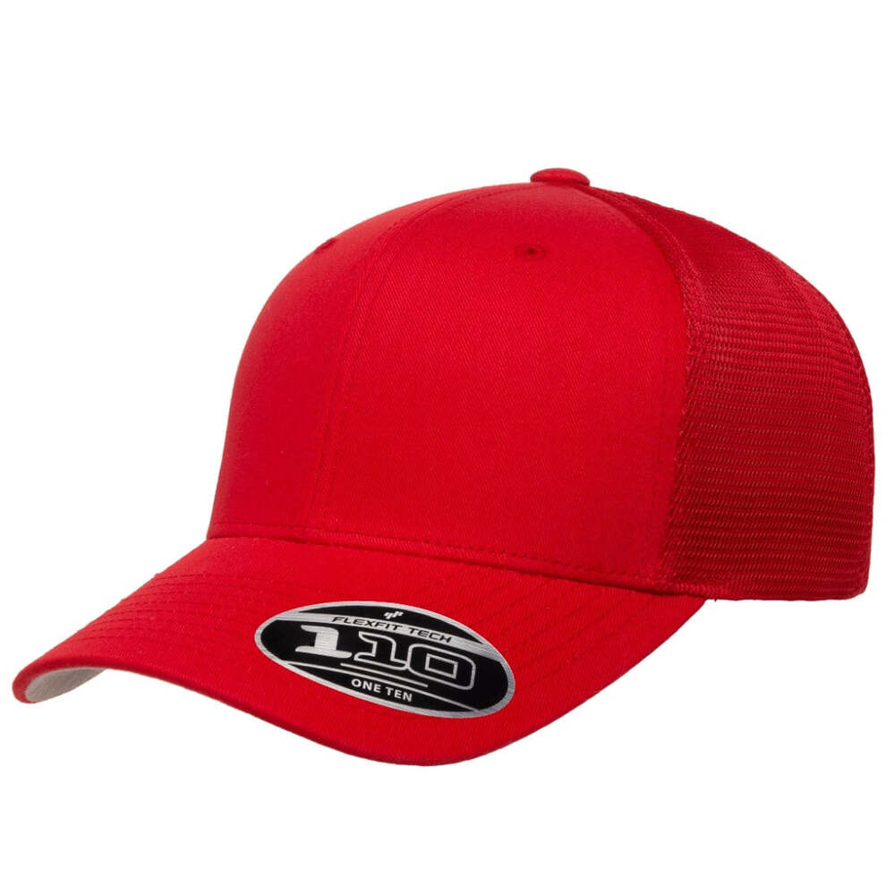 Flexfit 110 Trucker Mesh Snapback Cap-Red