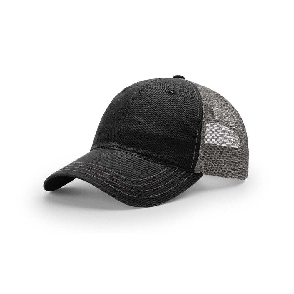 Richardson 111 Garment Washed Trucker-Black/Charcoal