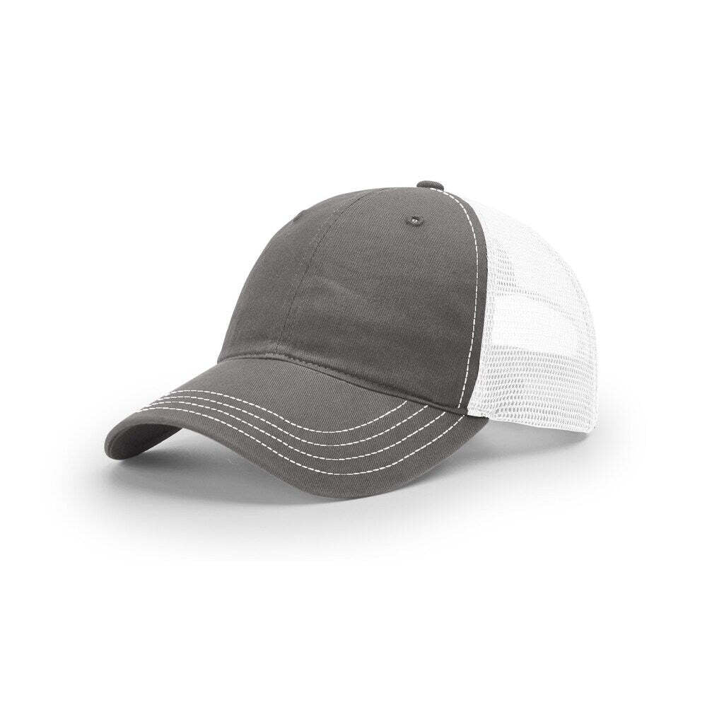 Richardson 111 Garment Washed Trucker-Charcoal/White