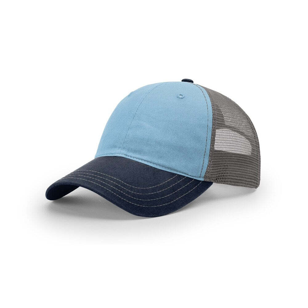 Richardson 111 Garment Washed Trucker-Columbia Blue/Charcoal/Navy