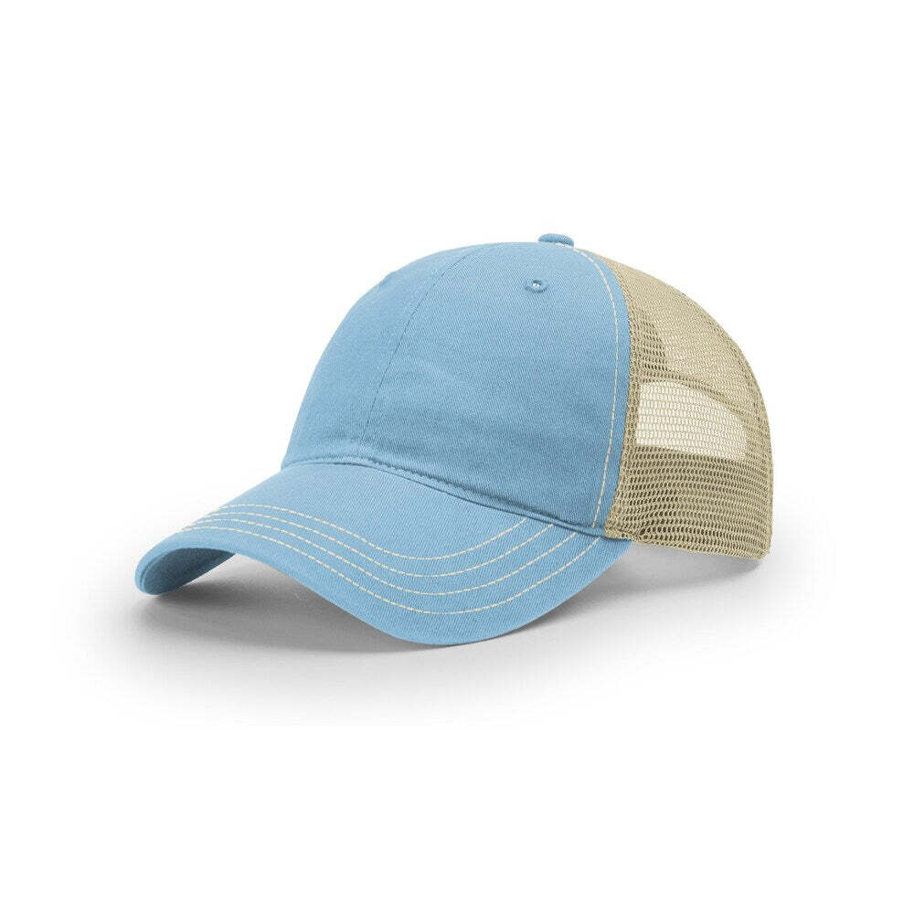 Richardson 111 Garment Washed Trucker-Columbia Blue/Khaki
