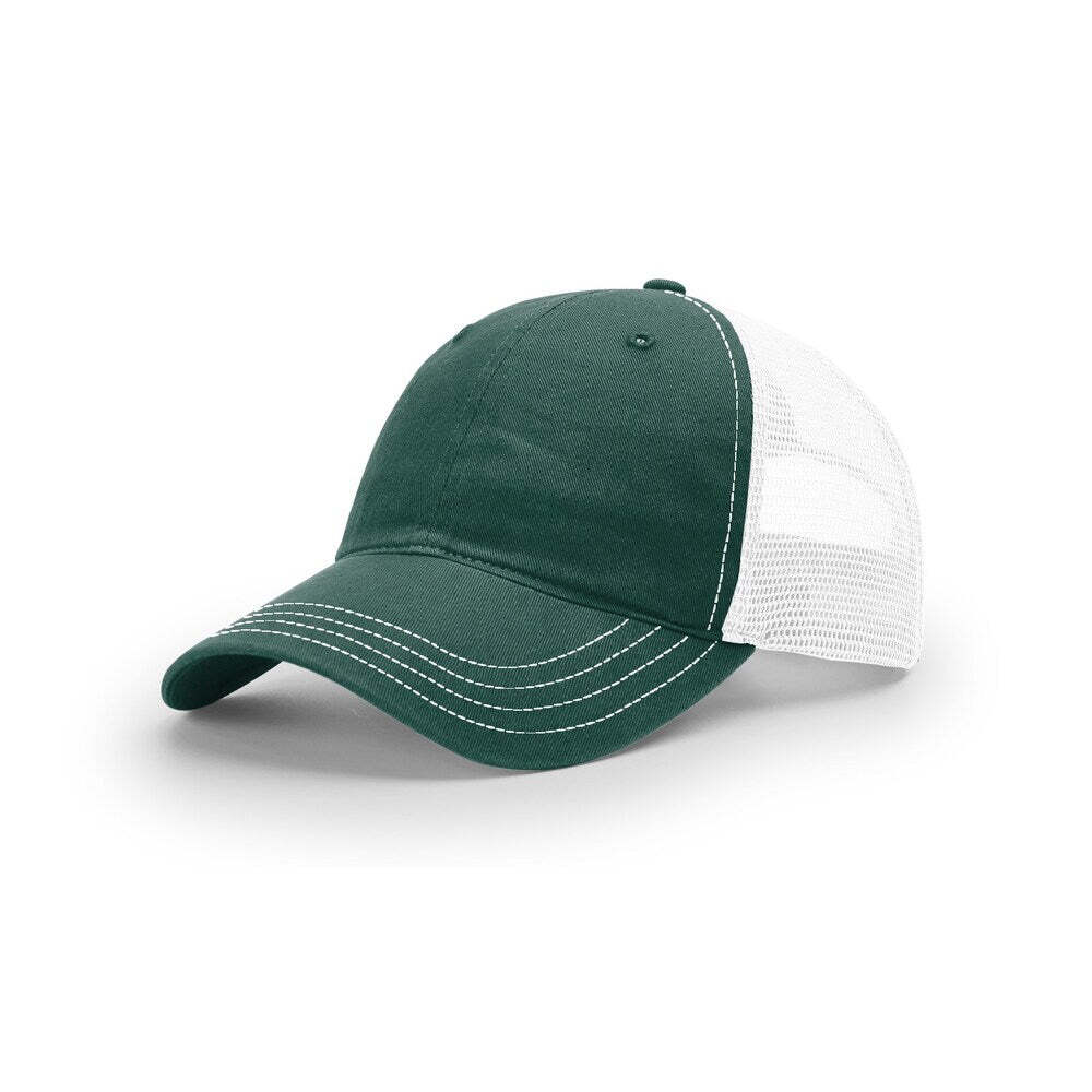 Richardson 111 Garment Washed Trucker-Dark Green/White