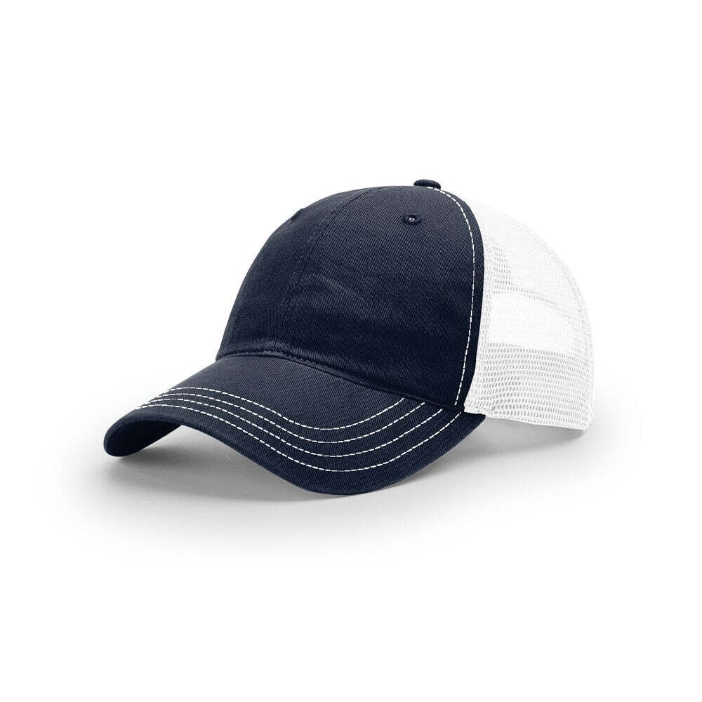 Richardson 111 Garment Washed Trucker-Navy/White