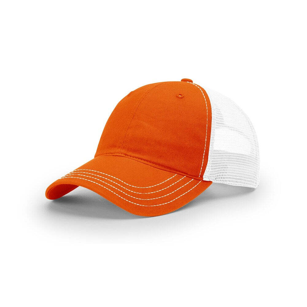 Richardson 111 Garment Washed Trucker-Orange/White