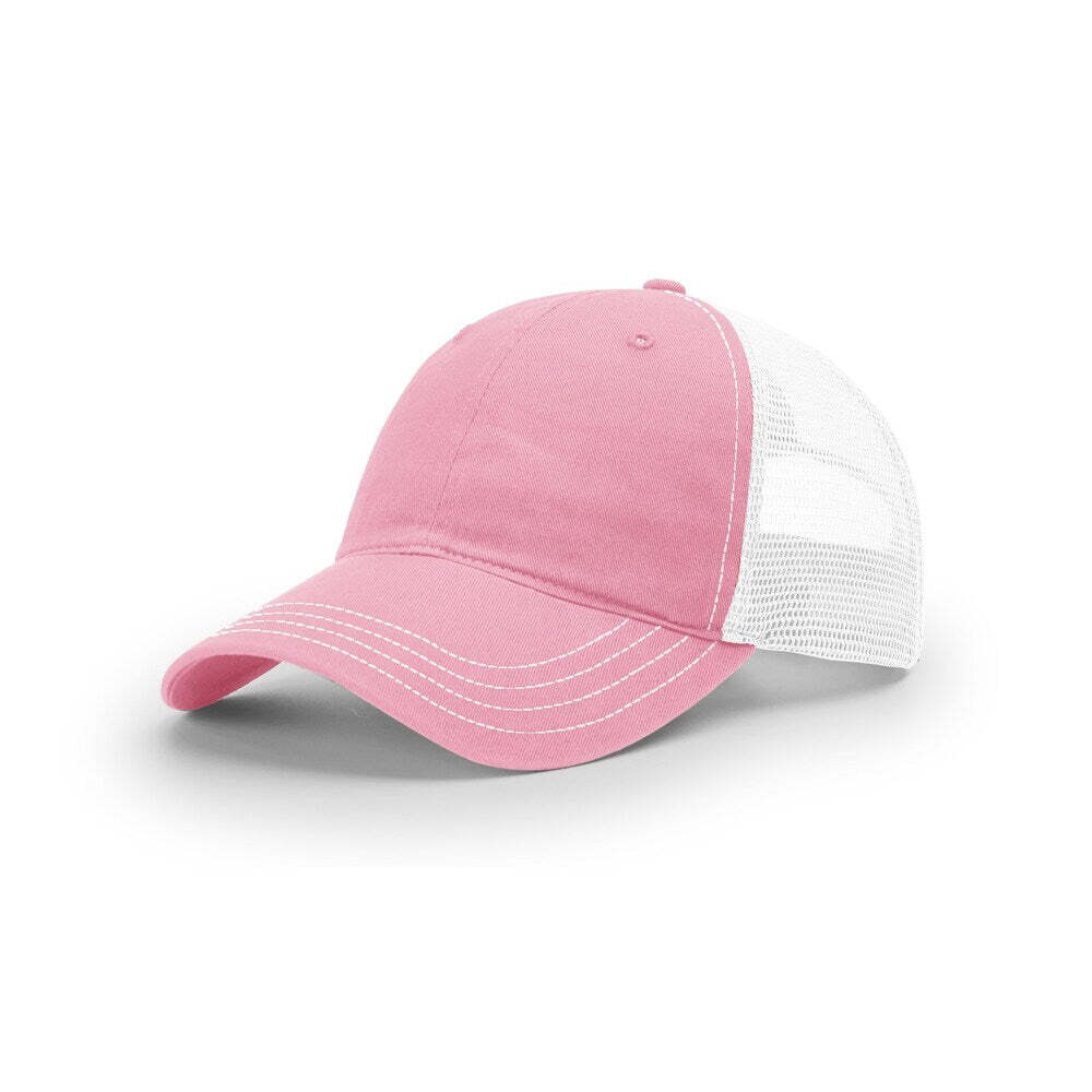 Richardson 111 Garment Washed Trucker-Pink/White