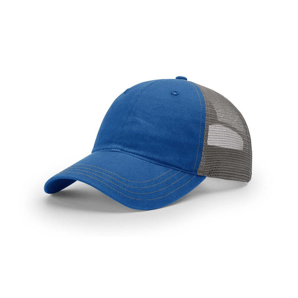 Richardson 111 Garment Washed Trucker-Royal/Charcoal