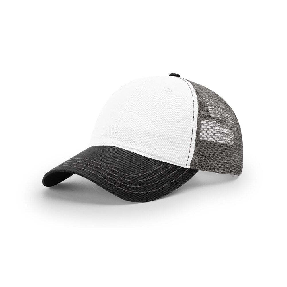 Richardson 111 Garment Washed Trucker-White/Charcoal/Black