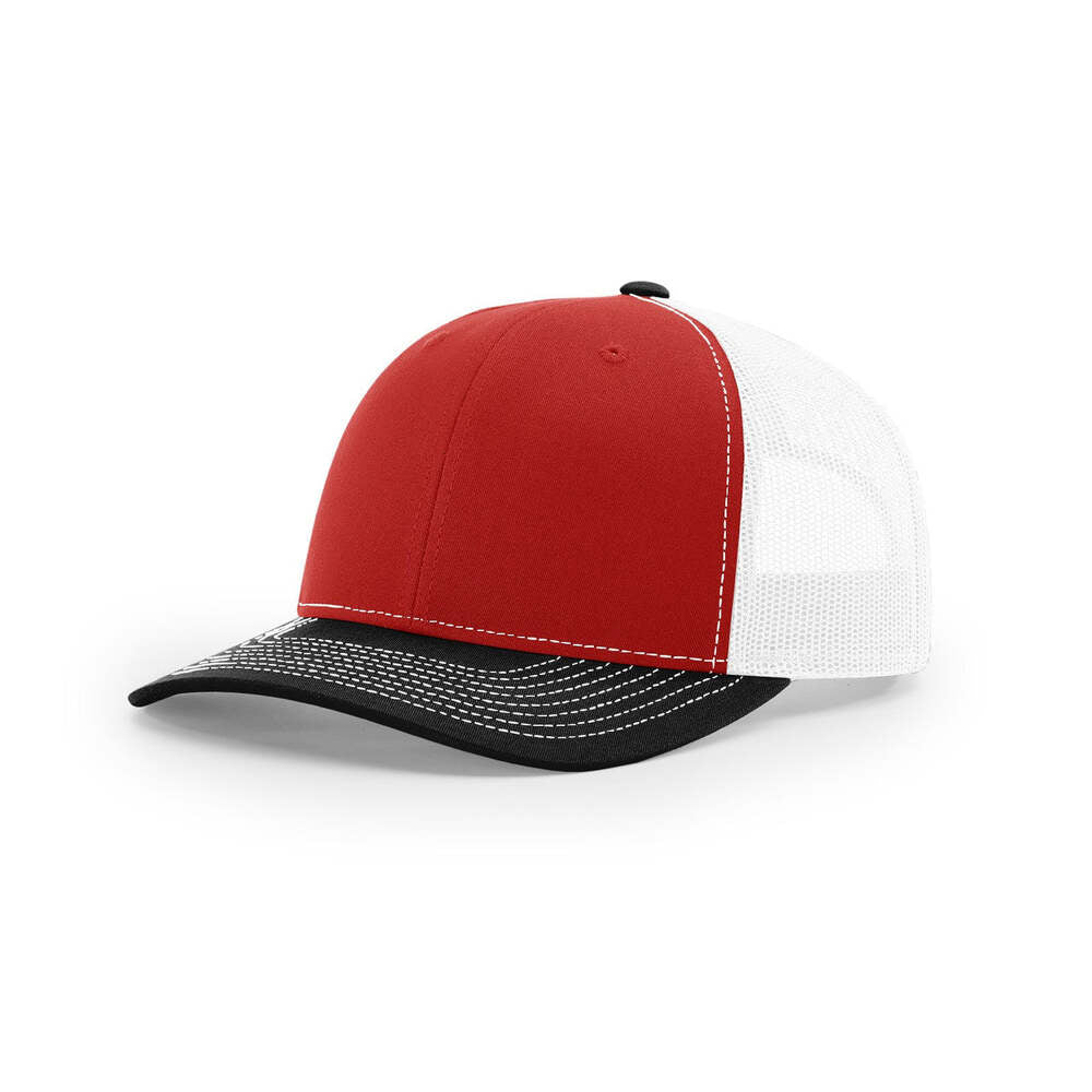 Richardson 112 Classic Trucker Snapback Cap-Tri-Tone Colorways-Red/White/Black