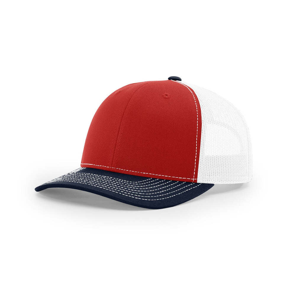 Richardson 112 Classic Trucker Snapback Cap-Tri-Tone Colorways-Red/White/Navy