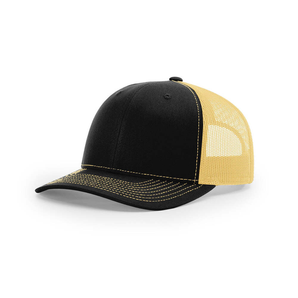 Richardson 112 Classic Trucker Snapback Cap-Two-Tone Colorways-Black/Vegas Gold