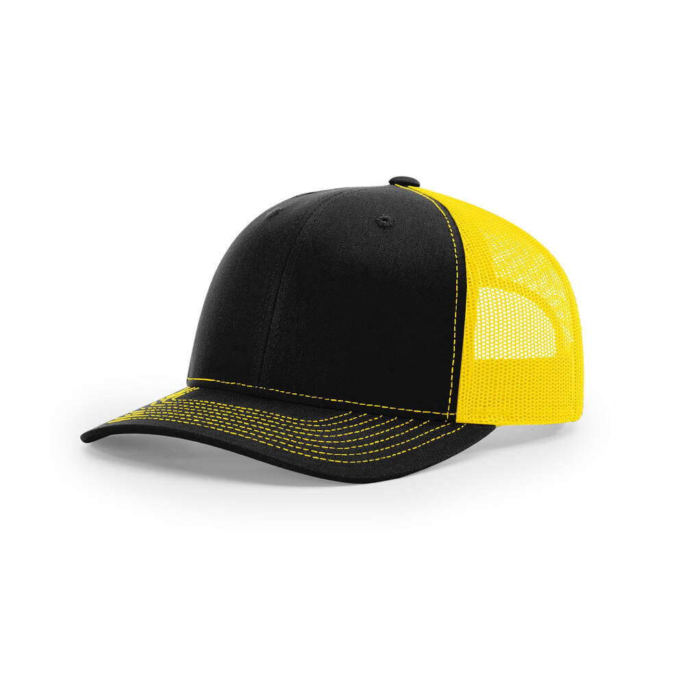 Richardson 112 Classic Trucker Snapback Cap-Two-Tone Colorways-Black/Yellow