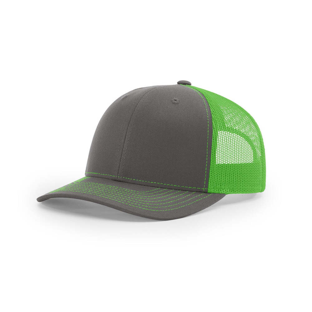 Richardson 112 Classic Trucker Snapback Cap-Two-Tone Colorways-Charcoal/Neon Green
