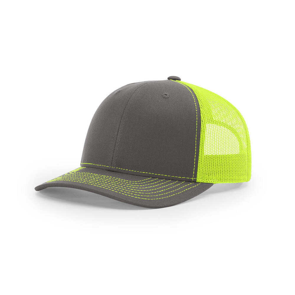 Richardson 112 Classic Trucker Snapback Cap-Two-Tone Colorways-Charcoal/Neon Yellow