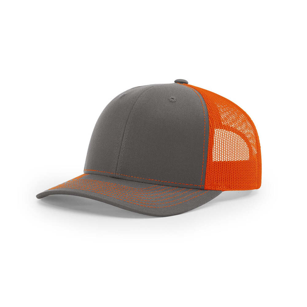 Richardson 112 Classic Trucker Snapback Cap-Two-Tone Colorways-Charcoal/Orange
