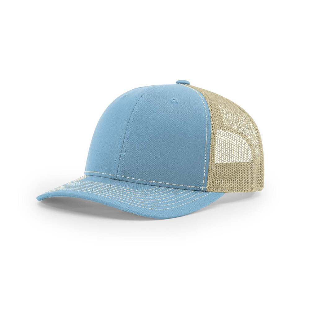 Richardson 112 Classic Trucker Snapback Cap-Two-Tone Colorways-Columbia Blue/Khaki