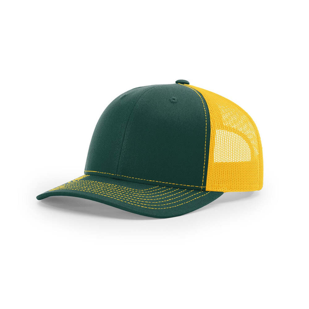 Richardson 112 Classic Trucker Snapback Cap-Two-Tone Colorways-Dark Green/Gold