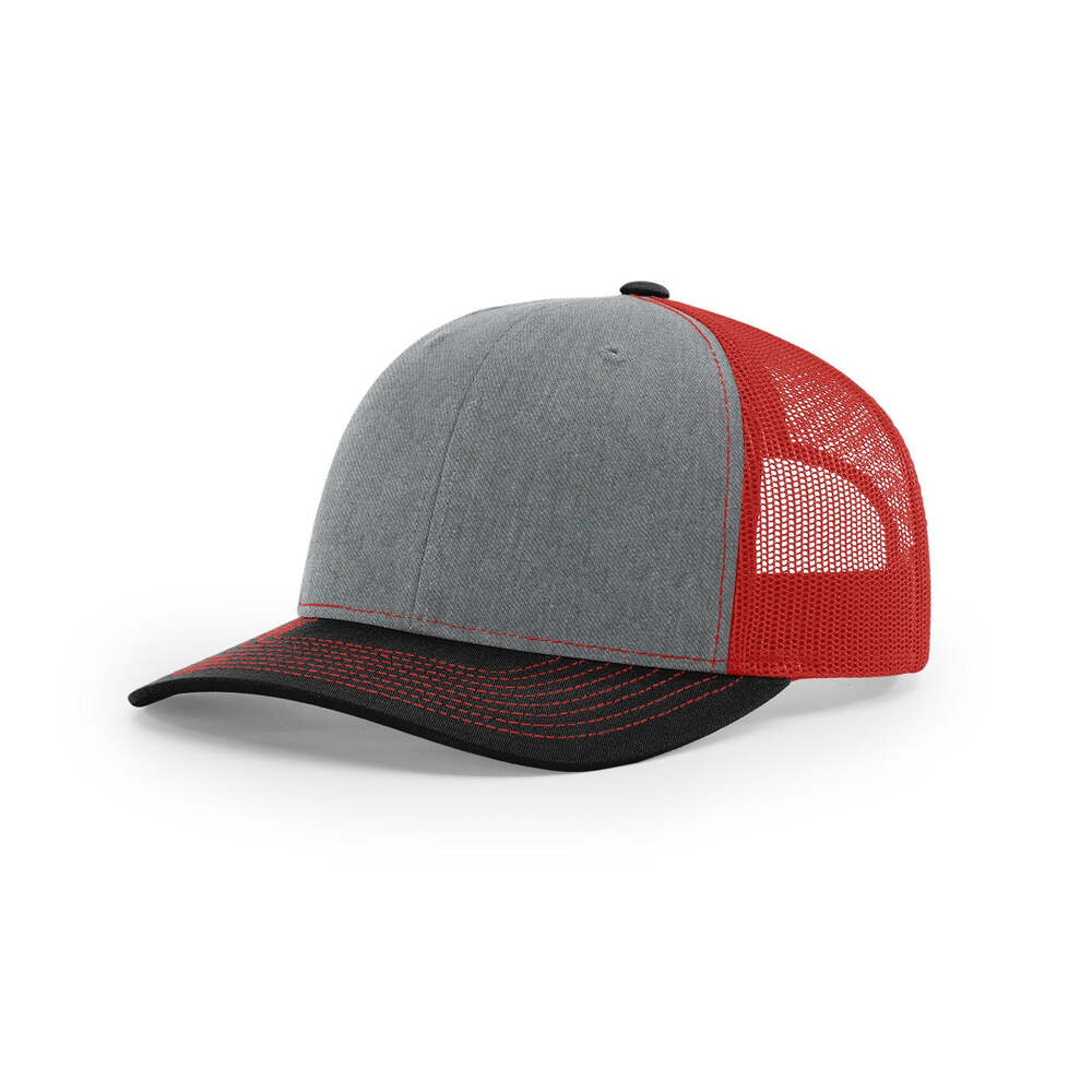 Richardson 112 Classic Trucker Snapback Cap-Two-Tone Colorways-Heather/Red/Black