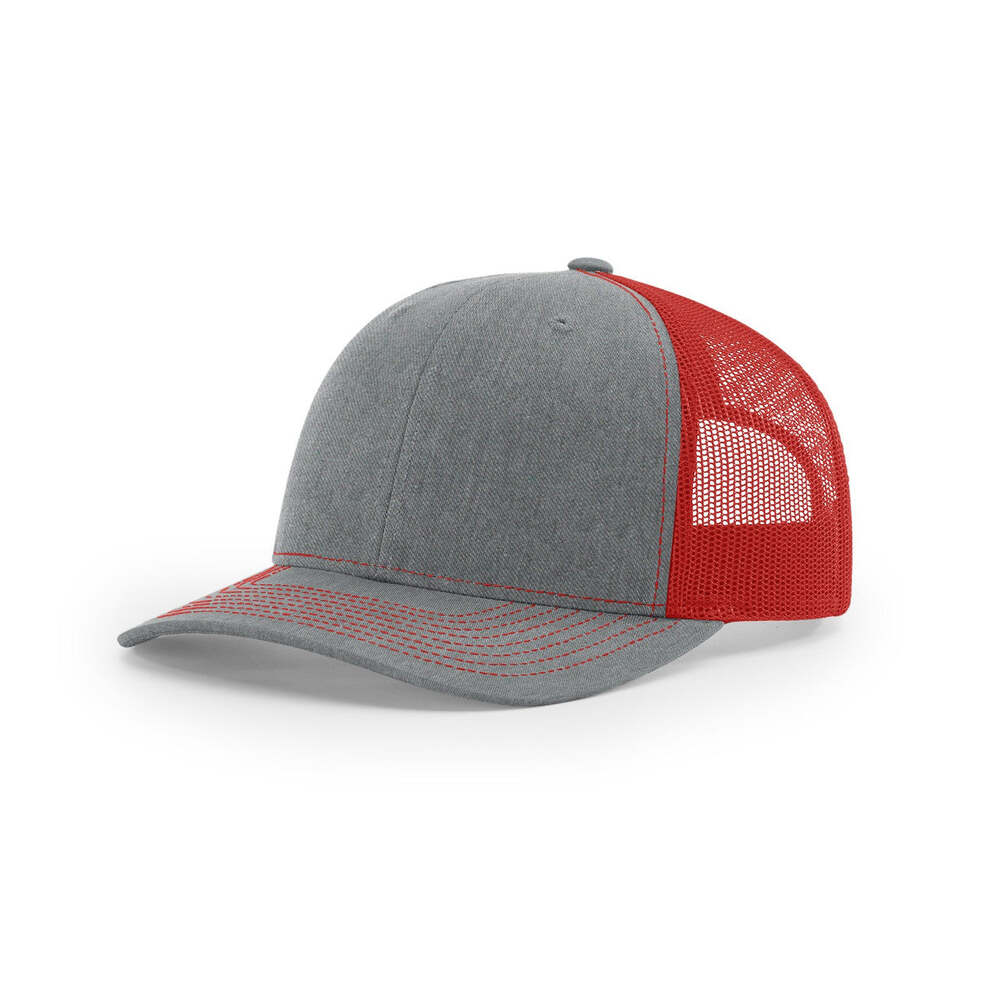 Richardson 112 Classic Trucker Snapback Cap-Two-Tone Colorways-Heather/Red