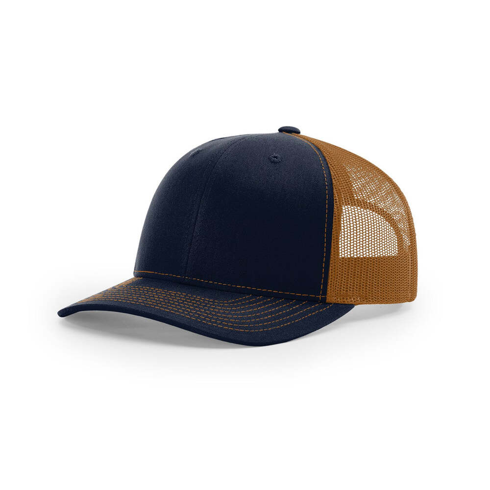 Richardson 112 Classic Trucker Snapback Cap-Two-Tone Colorways-Navy/Caramel