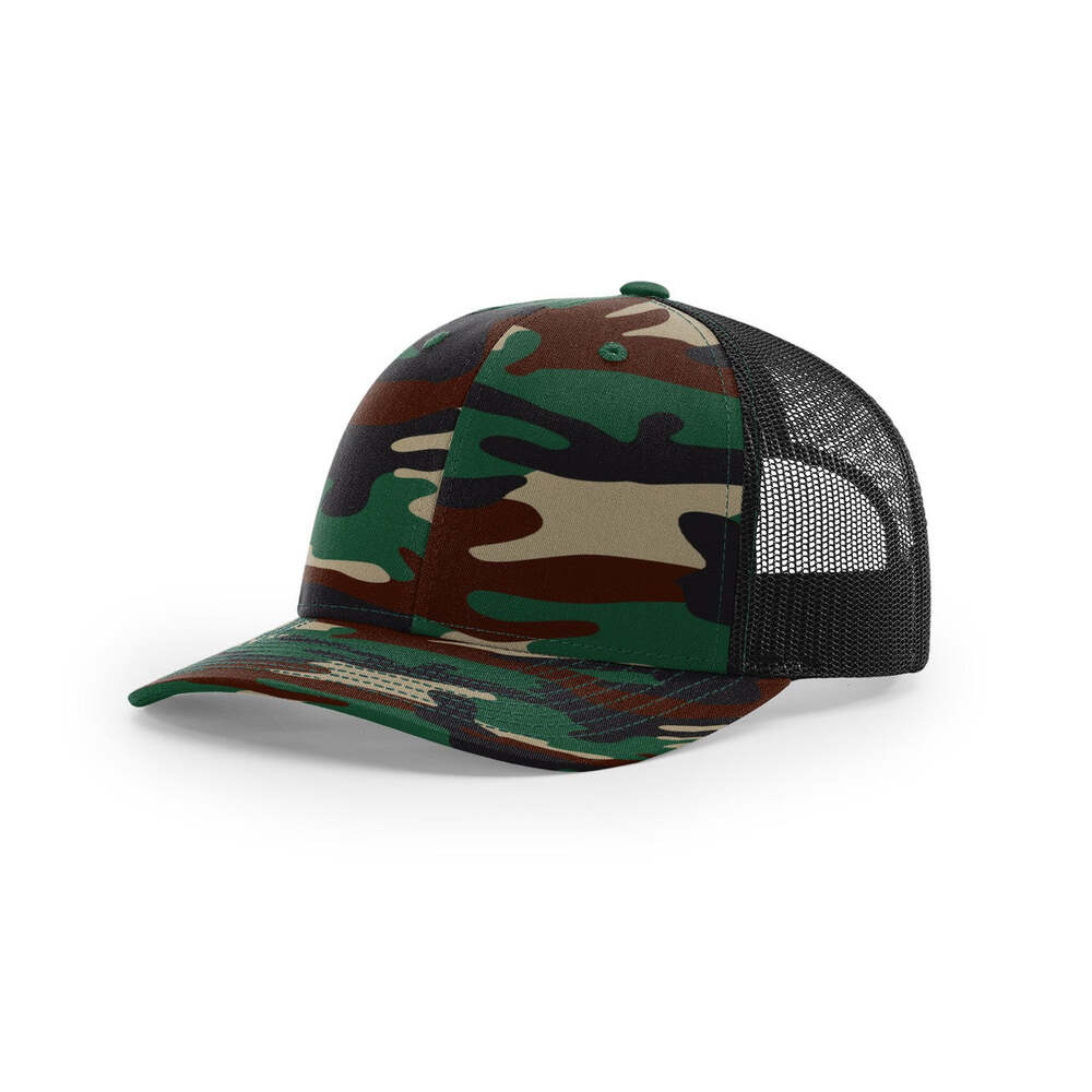 Richardson 112P Printed Classic Trucker Cap-Army Camo/Black