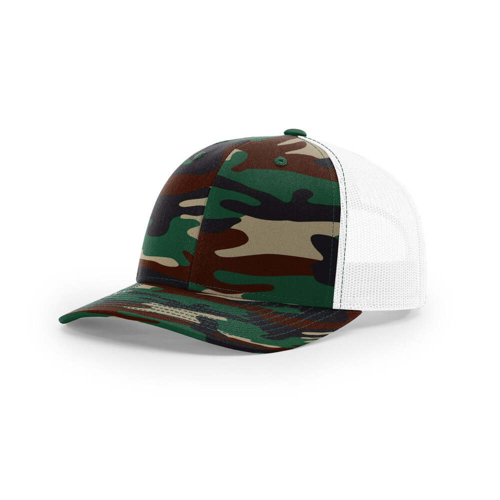 Richardson 112P Printed Classic Trucker Cap-Army Camo/White