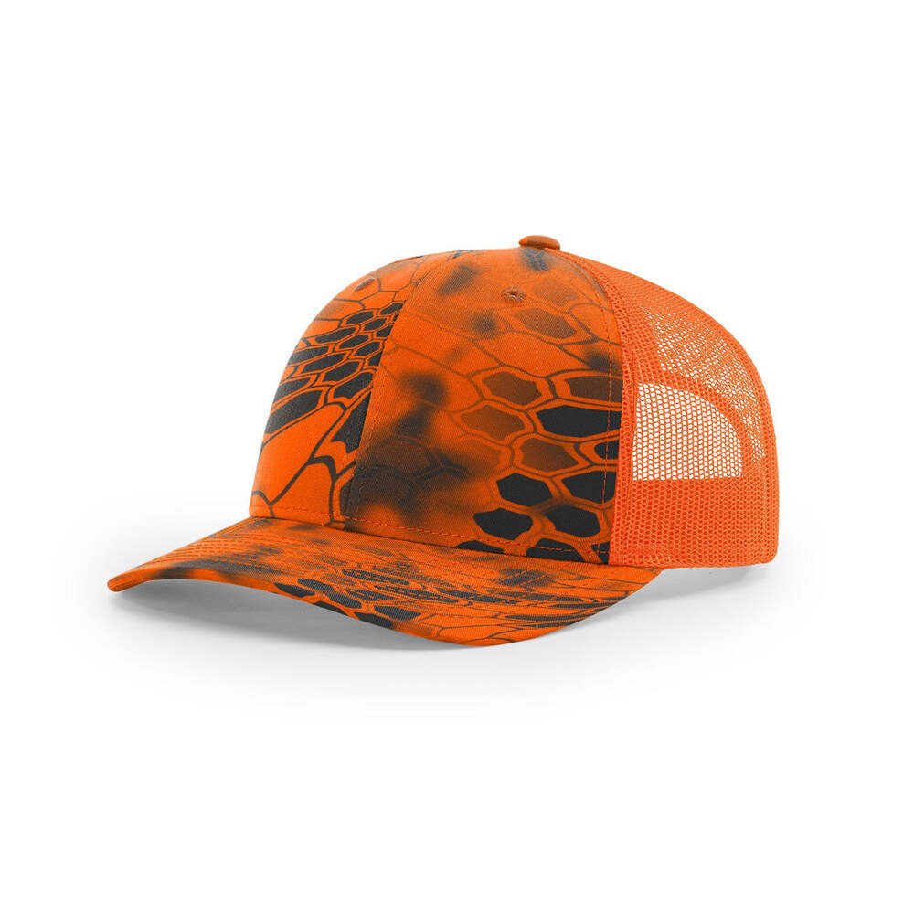 Richardson 112P Printed Classic Trucker Cap-Kryptek Inferno/Blaze Orange