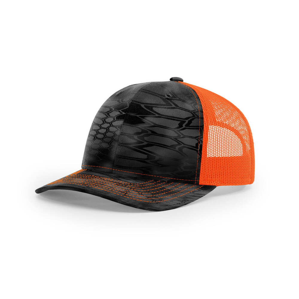 Richardson 112P Printed Classic Trucker Cap-Kryptek Typhon/Neon Orange