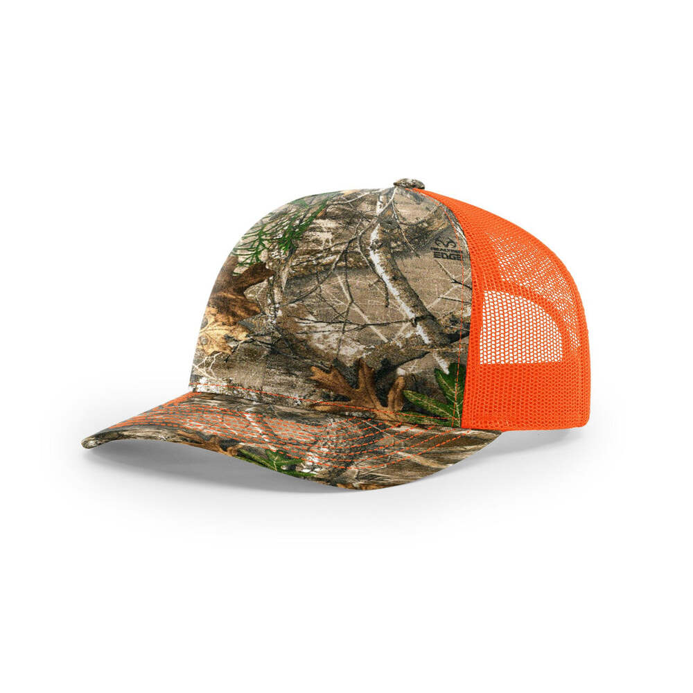 Richardson 112P Printed Classic Trucker Cap-Realtree Edge/Neon Orange