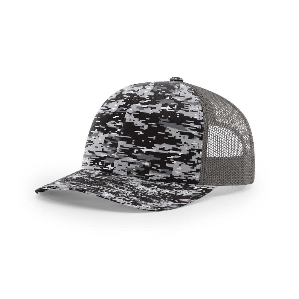 Richardson 112P Printed Classic Trucker Cap-Red Digital Camo/Charcoal