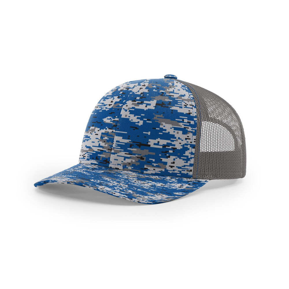 Richardson 112P Printed Classic Trucker Cap-Royal Digital Camo/Charcoal