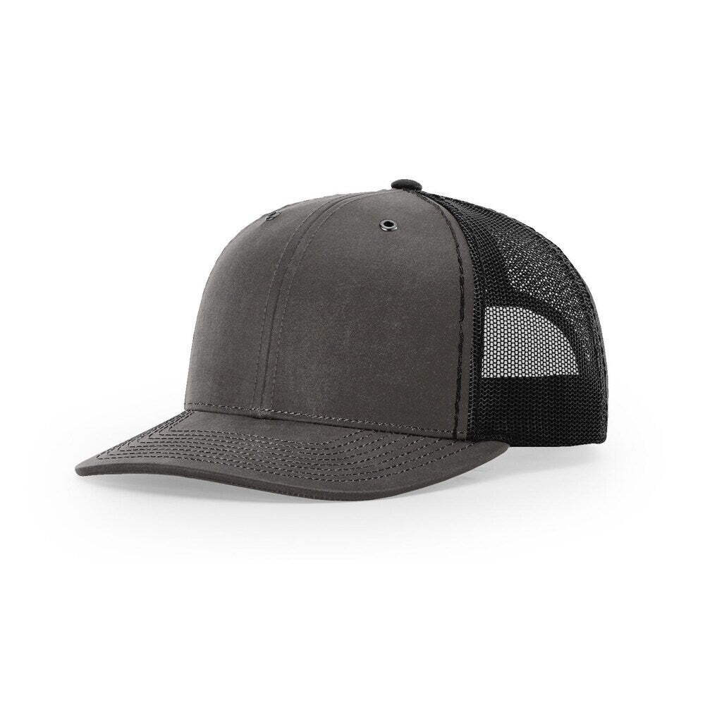 Richardson 112WF Fremont Oil-Coated Trucker Cap-Charcoal/Black