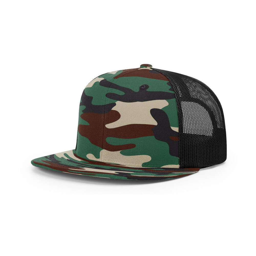 Richardson 511 Flatbill Trucker Cap-Green Camo/Black