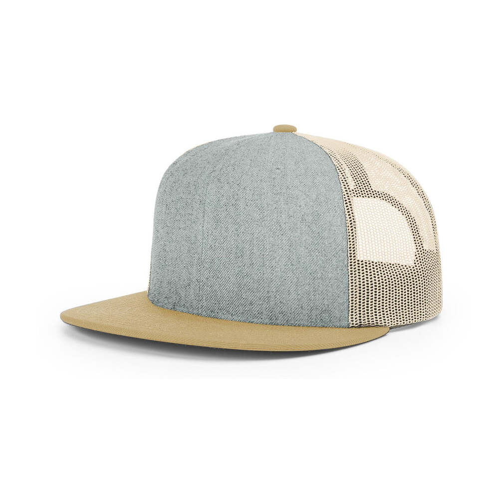 Richardson 511 Flatbill Trucker Cap-Heather Grey/Birch/Biscuit