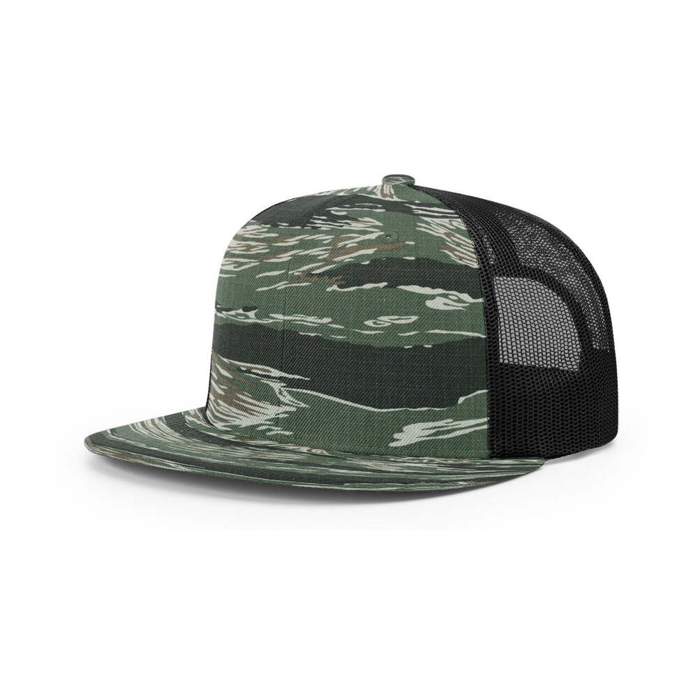 Richardson 511 Flatbill Trucker Cap-Tiger Camo/Black