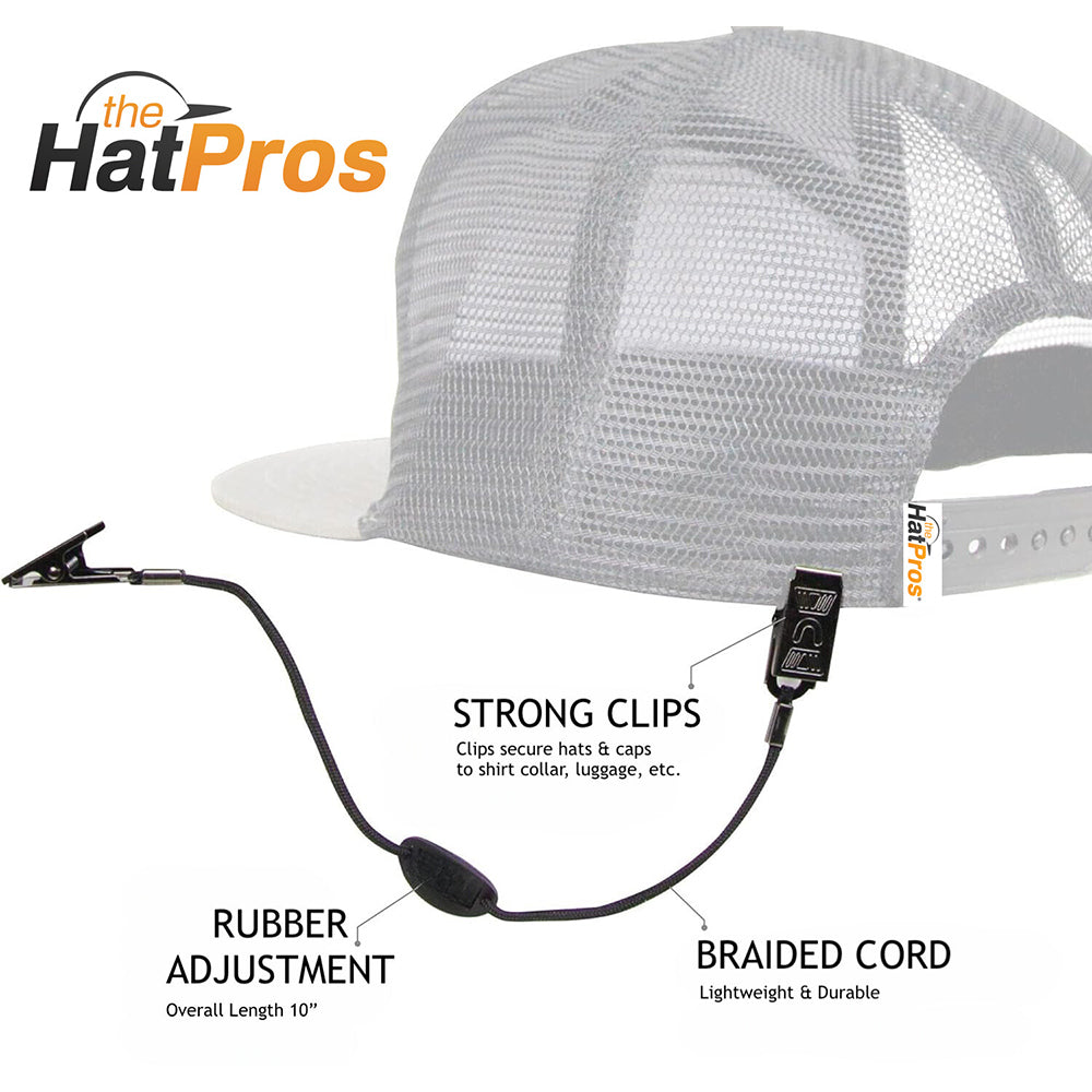 The Hat Pros Cap Catcher w/Adjustable Braided Nylon Cord and Bulldog Clips-image-3