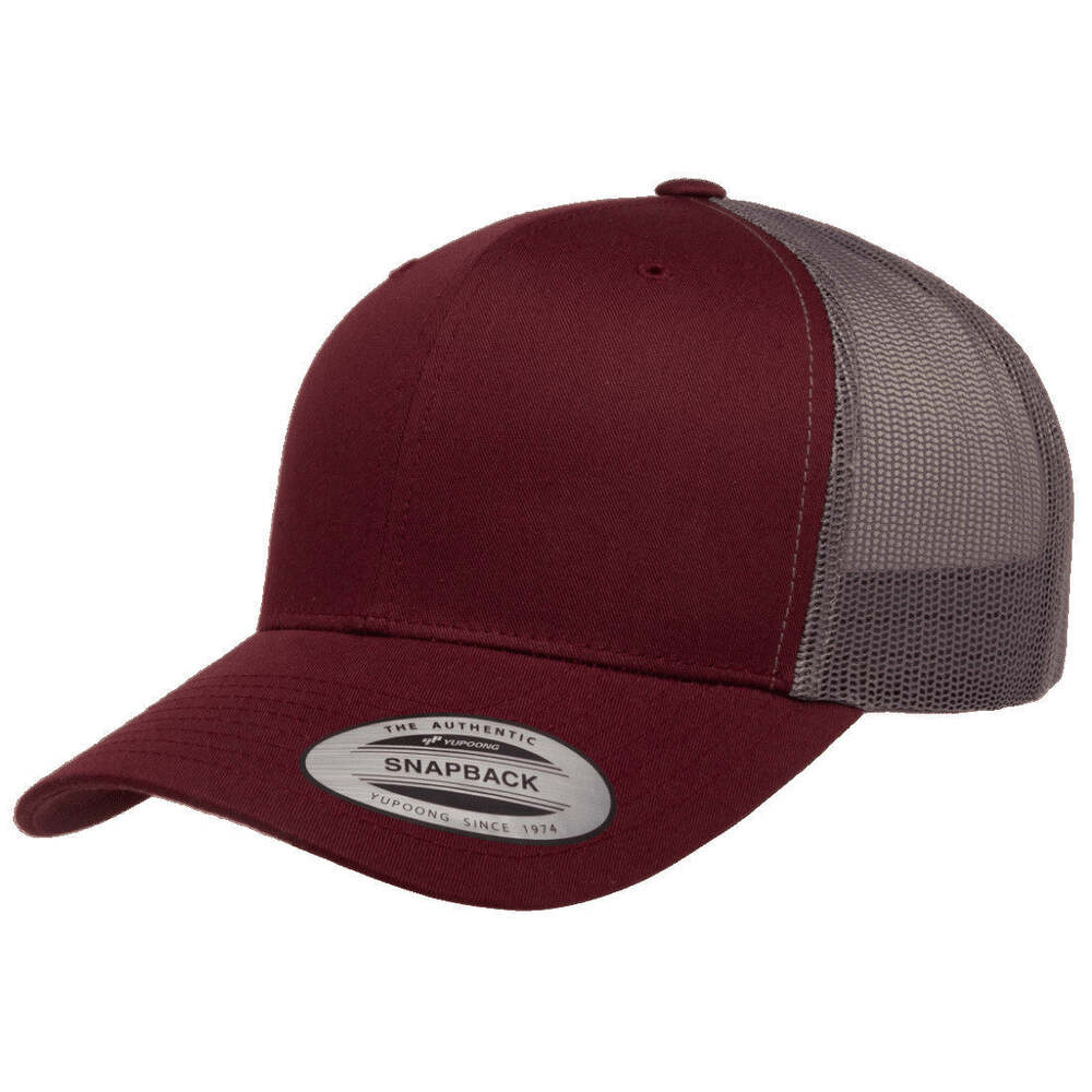 Yp Classics Retro Trucker Hat 6606-Maroon/Grey